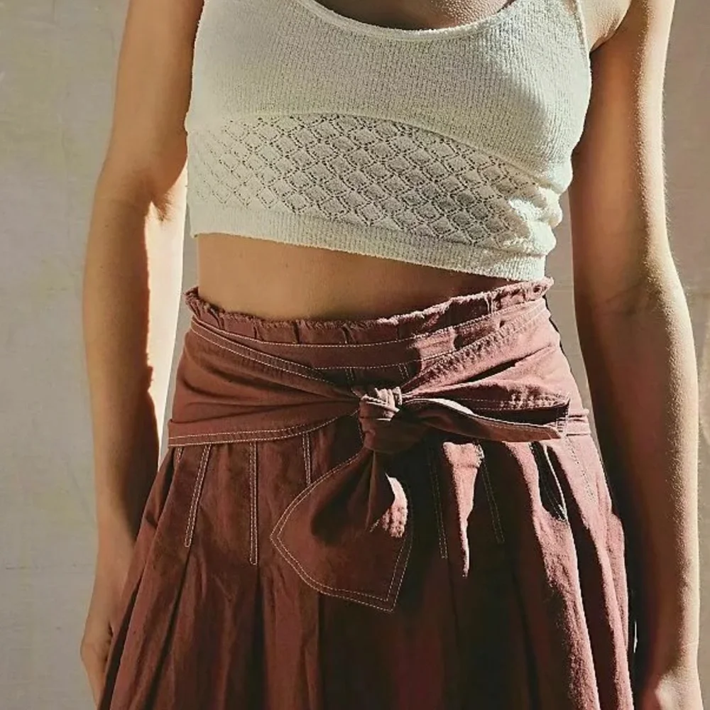 Free People Rust Brown Midi Wrap Skirt - Picture 2 of 4